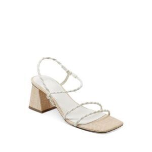 MARC FISHER LTD Womens Ivory Twisted Carys Toe Flare Slip On Heeled Sandal 9.5 M